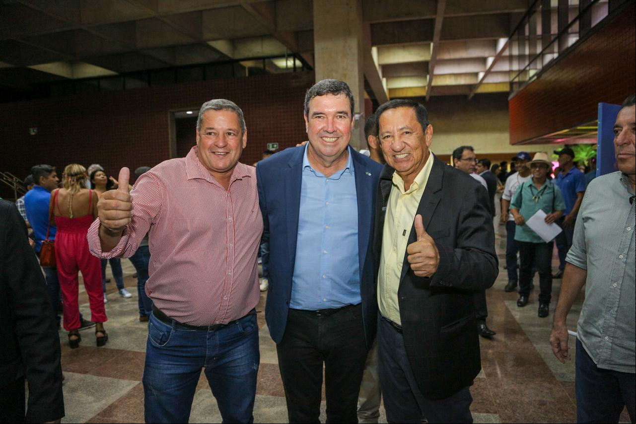 Vereador Jorjão, Governador Eduardo Riedel e o Prefeito Edinho Takazono